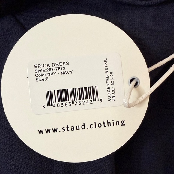 New STAUD Erica Halter Mini Dress - Navy Blue with Gold Accents - Picture 13 of 14